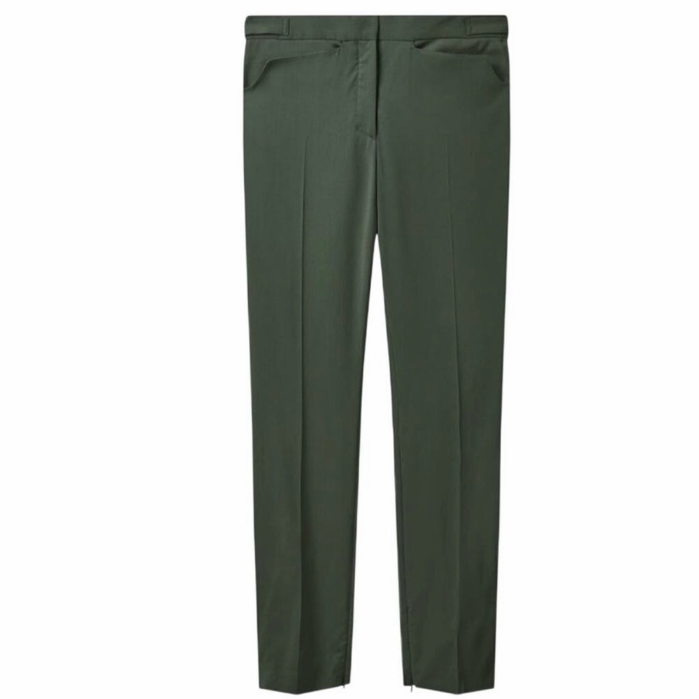 COS 100% Wool Ankle Zip Cinch Waist Pant Trouser Olive Size 4 Retail $135